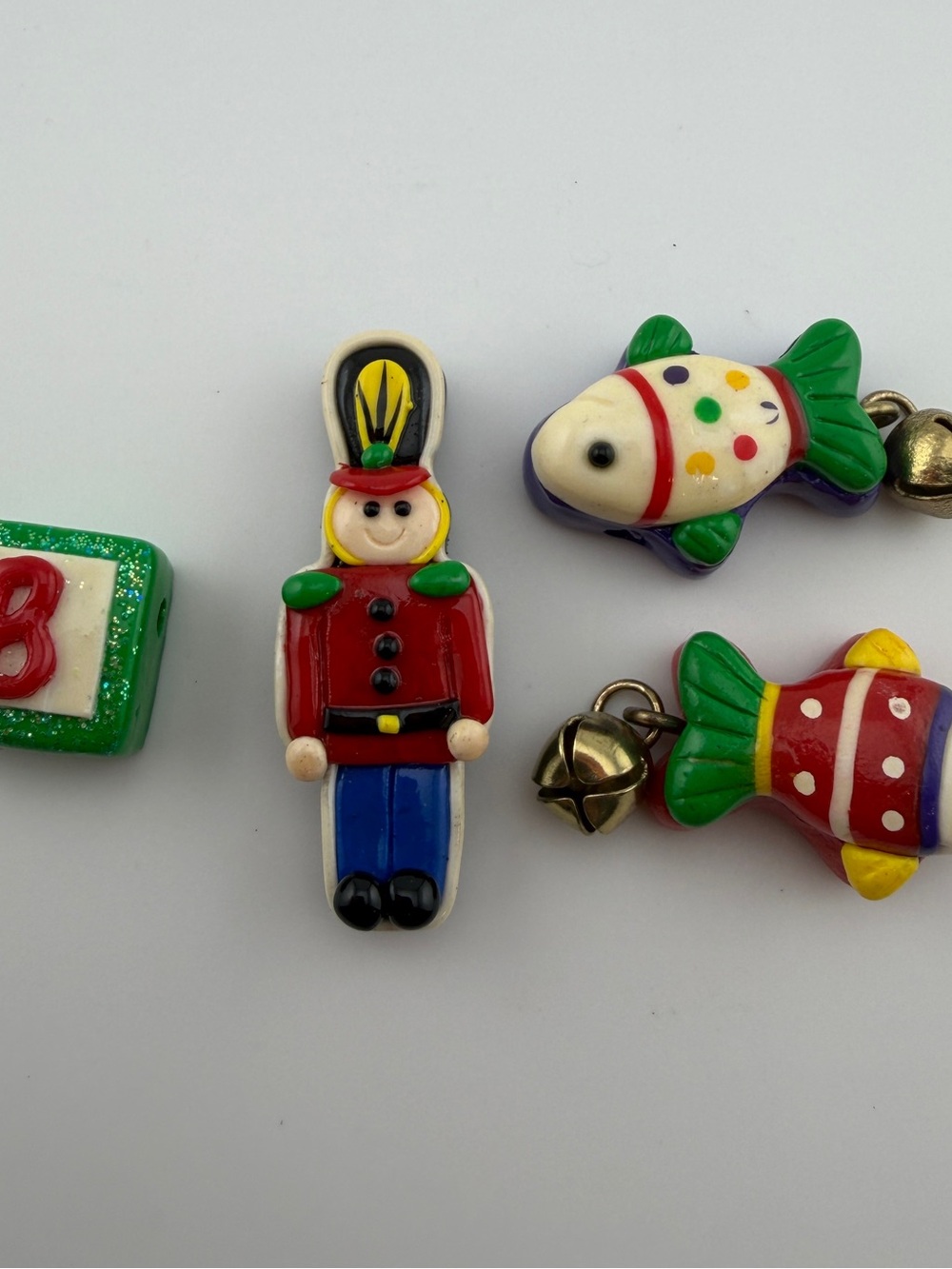 18 New Novelty Whimsical Charms Colorful Fish, Soldiers & Initial B.
